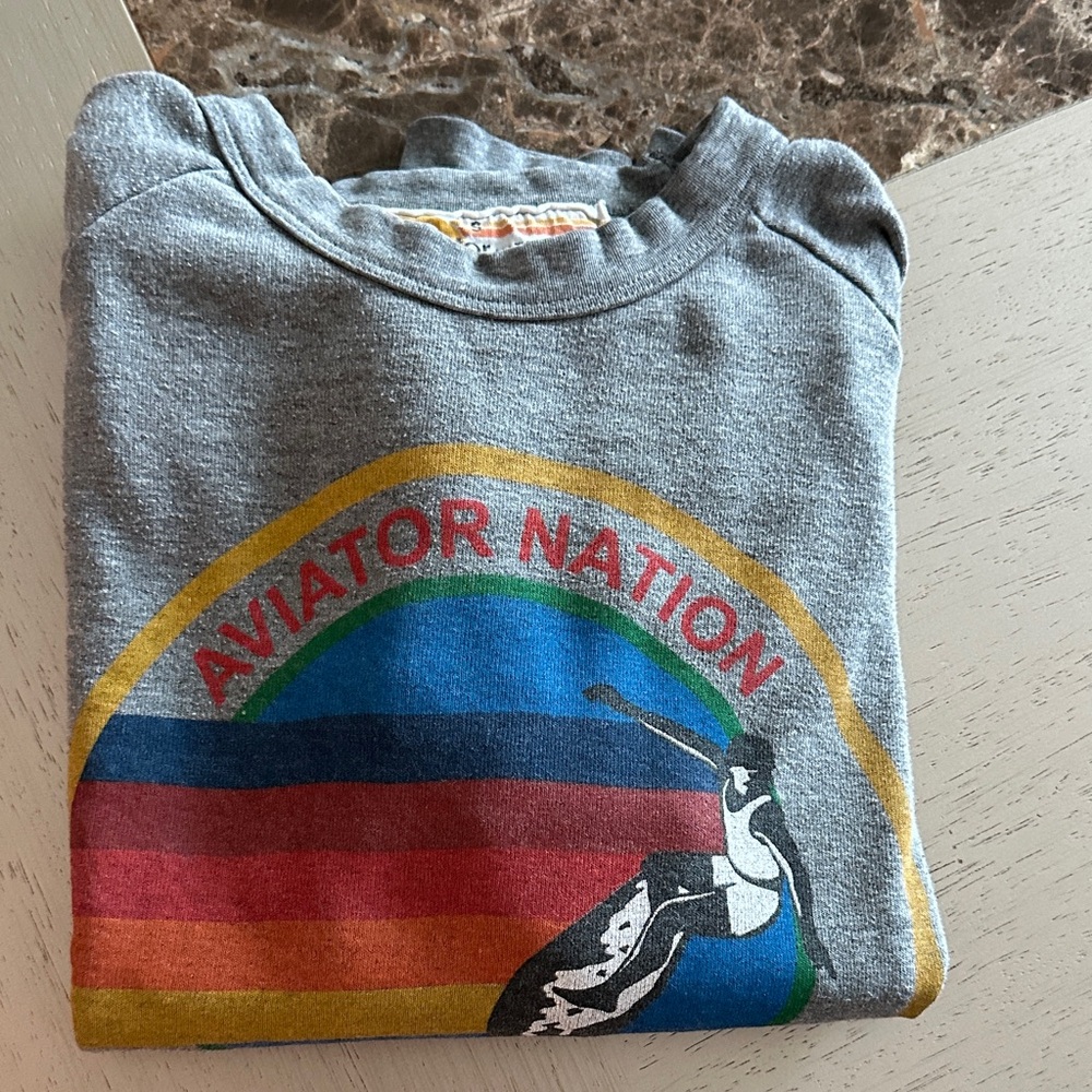 Aviator Nation Gray Sweatshirt with Rainbow Logo